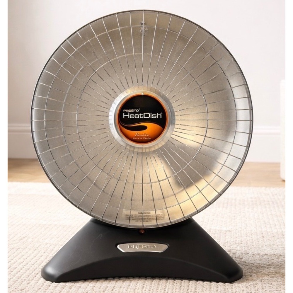 Presto HeatDish Parabolic Electric Heater Black Silver Space Heater PortableUsed
